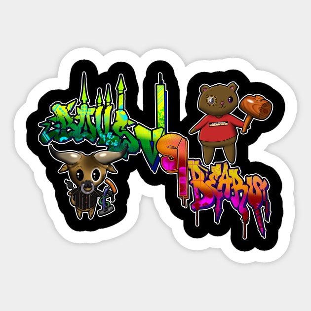 Bulls VS Bears Graff Full Sticker by Destro